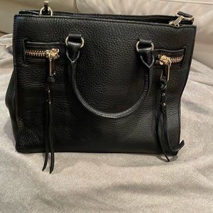 Rebecca Minkoff black leather satchel.